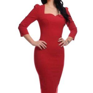 Collectif Vanessa pencil dress, red